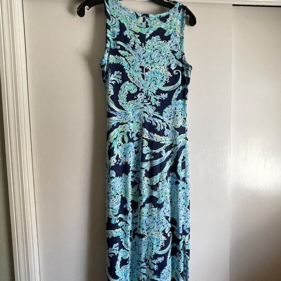 NWOT Lilly Pulitzer Merrill Maxi Tank Dress In High Tide Navy Scuba Doo XXS - Picture 7 of 15